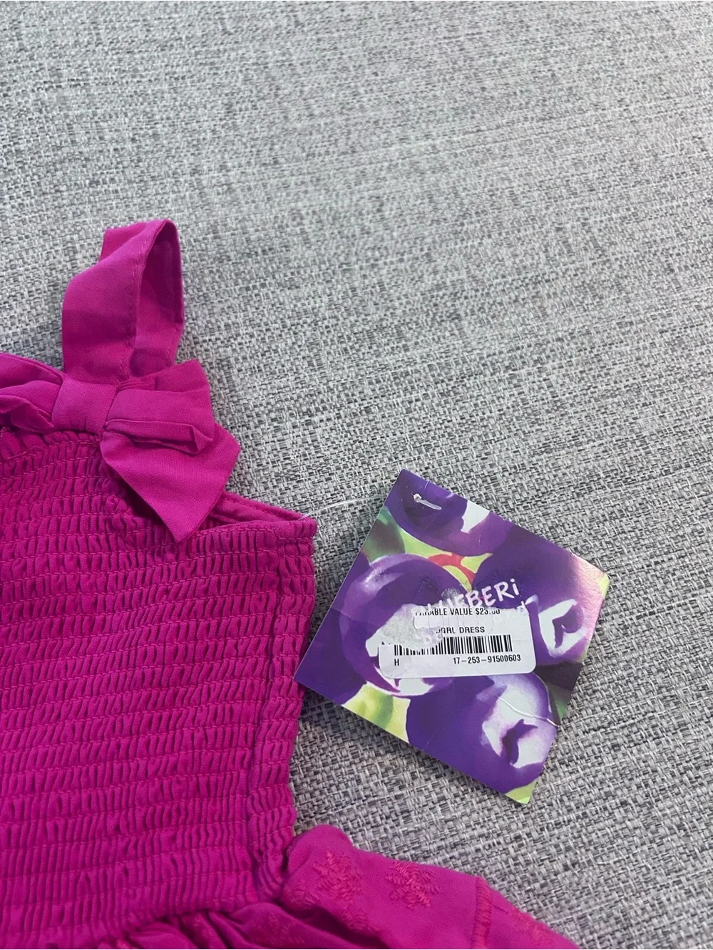 Blueberi Blvd Bright Fuchsia Smocked Tiered Dress with Bow Straps NWT Size 4T